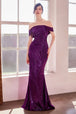 Vestido Prom Largo con Brillos y Escote Off-Shoulder - Ladivine T603