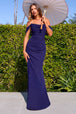 Vestido ajustado de gasa sin hombros de Ladivine T705