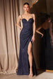 Vestido ajustado sin mangas con brillo y abertura de Ladivine T707