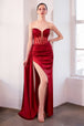 Vestido Prom Largo Strapless con Escote Profundo en V - Ladivine T811