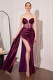 Vestido Prom Largo Strapless con Escote Profundo en V - Ladivine T811
