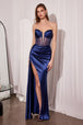 Vestido Prom Largo Strapless con Escote Profundo en V - Ladivine T811