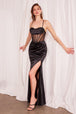 Vestido Prom Largo con Corset Transparente - Ladivine T812