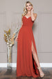 Amelia Couture 477 Vestido largo sin mangas y cuello en V de gasa
