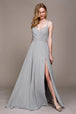 Amelia Couture 477 Vestido largo sin mangas y cuello en V de gasa