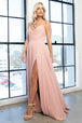 Amelia Couture 477 Vestido largo sin mangas y cuello en V de gasa