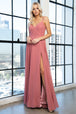 Amelia Couture 477 Vestido largo sin mangas y cuello en V de gasa