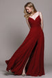 Amelia Couture 477 Vestido largo sin mangas y cuello en V de gasa