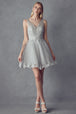 Vestido corto bordado con cuello en V de Juliet 835