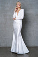 Amelia Couture 381 Vestido Largo Manga Larga Cuello V Lycra