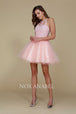 Vestido corto de tul con corpiño bordado de Nox Anabel B652