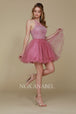 Vestido corto de tul con corpiño bordado de Nox Anabel B652