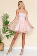 Amelia Couture 7013S Vestido Corto Sin Mangas Cuello Corazón
