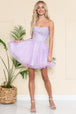 Amelia Couture 7013S Vestido Corto Sin Mangas Cuello Corazón