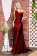 Amelia Couture 387 Vestido de noche ajustado de satén con un hombro