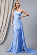 Amelia Couture 387 Vestido de noche ajustado de satén con un hombro