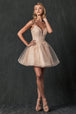 Vestido corto con apliques florales y purpurina de Juliet 859