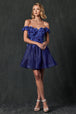 Vestido corto con hombros descubiertos 3D Floral de Juliet 861