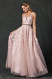 Vestido de tul con apliques florales y cuello en V de Juliet 224