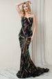 Amelia Couture 7028 Satén Malla Lentejuelas Vestido Largo Sin Mangas