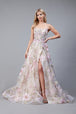 Amelia Couture 2105 Print Organza Vestido Largo Sin Mangas