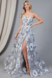 Amelia Couture 2105 Print Organza Vestido Largo Sin Mangas