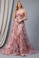 Amelia Couture 2106 Vestido largo sin mangas de organza estampado