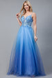 Amelia Couture 5040 Malla Bordada Vestido Largo Sin Mangas