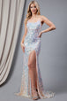 Amelia Couture 5046 Malla Lentejuelas Vestido Largo Sin Mangas