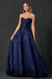 Vestido largo bordado sin tirantes de Juliet 692