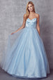 Vestido de tul sin tirantes con espalda de encaje de Juliet 265
