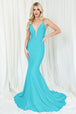 Amelia Couture 386 Lycra Cuello ilusión Vestido largo sin mangas