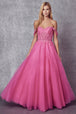Vestido de tul bordado sin hombros by Juliet 280