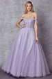 Vestido de tul bordado sin hombros by Juliet 280