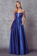 Vestido largo de satén con espalda de tirantes de Juliet 687
