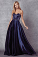 Vestido largo de raso sin tirantes de Juliet 688