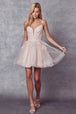 Vestido corto con apliques florales y purpurina de Juliet 859