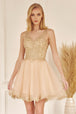 Vestido corto bordado con cuello en V de Juliet 835