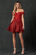 Vestido corto con hombros descubiertos 3D Floral de Juliet 861