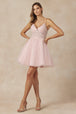 Vestido corto adornado de tul con purpurina de Juliet 863