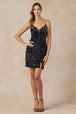 Vestido corto ajustado de terciopelo con lentejuelas de Juliet 865