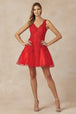 Vestido corto bordado con escote ilusión en V de Juliet 871
