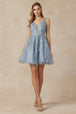 Vestido corto bordado con escote ilusión en V de Juliet 871