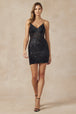 Vestido corto ajustado con estampado de lentejuelas de Juliet 874
