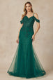 Vestido de sirena con apliques y hombros fríos de Juliet 281