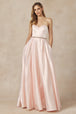Vestido largo de raso sin tirantes de Juliet 688