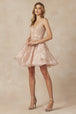 Vestido corto con apliques y estampado de purpurina de Juliet 838