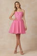 Vestido corto sin mangas con apliques florales de Juliet 860