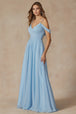 Vestido largo plisado con hombros fríos de Juliet 262