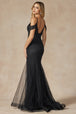 Vestido de sirena con apliques y hombros fríos de Juliet 281